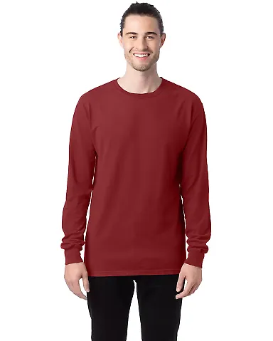 Comfort Wash GDH200 Garment Dyed Long Sleeve T-Shi in Cayenne front view