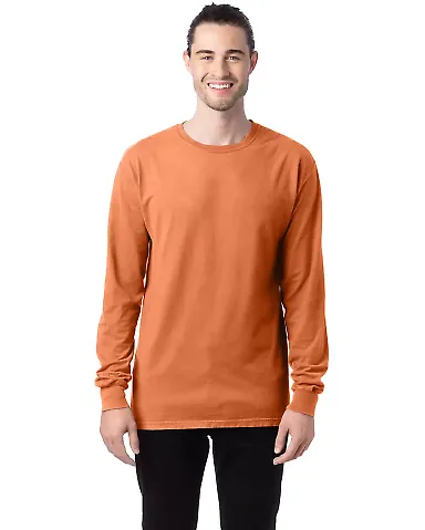 Comfort Wash GDH200 Garment Dyed Long Sleeve T-Shi in Horizon orange front view