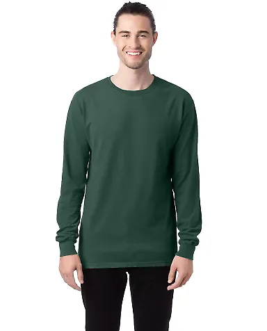 Comfort Wash GDH200 Garment Dyed Long Sleeve T-Shi in Field green front view