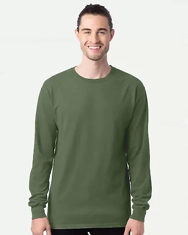 Comfort Wash GDH200 Garment Dyed Long Sleeve T-Shi in Moss front view