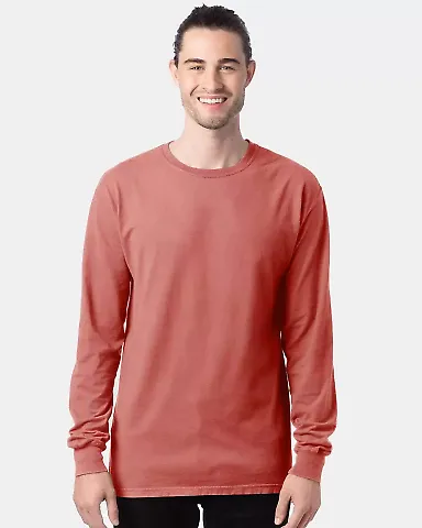 Comfort Wash GDH200 Garment Dyed Long Sleeve T-Shi in Nantucket red front view