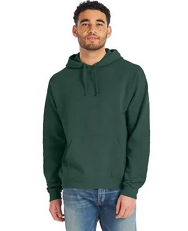 Comfort Wash GDH450 Garment Dyed Unisex Hooded Pul in Field green front view