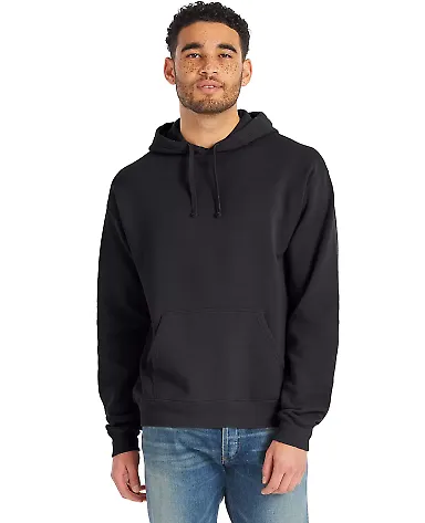 Comfort Wash GDH450 Garment Dyed Unisex Hooded Pul in Black front view