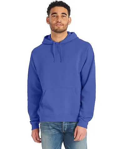 Comfort Wash GDH450 Garment Dyed Unisex Hooded Pul in Deep forte blue front view