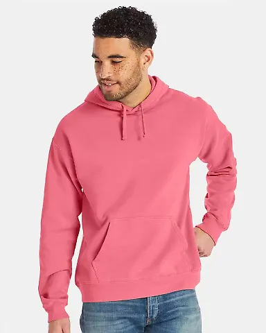 Comfort Wash GDH450 Garment Dyed Unisex Hooded Pul in Coral craze front view
