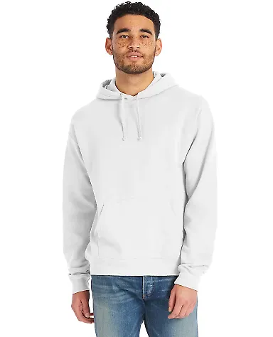 Comfort Wash GDH450 Garment Dyed Unisex Hooded Pul in White front view