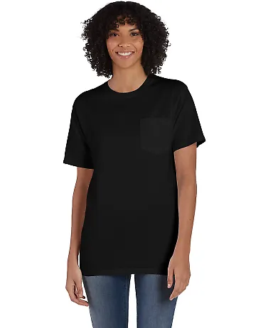 Comfort Wash GDH150 Garment Dyed Short Sleeve T-Sh in Black front view