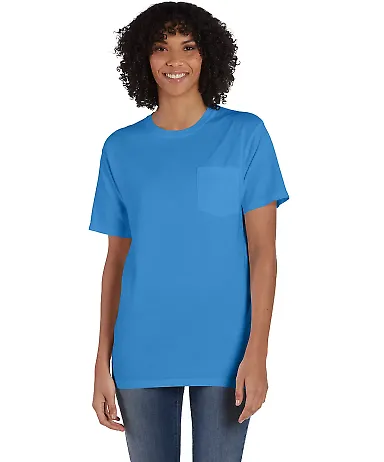 Comfort Wash GDH150 Garment Dyed Short Sleeve T-Sh in Summer sky blue front view