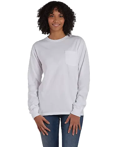 Comfort Wash GDH250 Garment Dyed Long Sleeve T-Shi in White front view