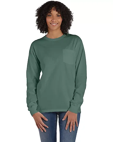 Comfort Wash GDH250 Garment Dyed Long Sleeve T-Shi in Cypress green front view