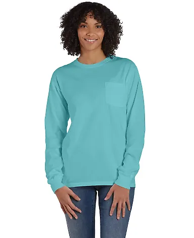 Comfort Wash GDH250 Garment Dyed Long Sleeve T-Shi in Mint front view