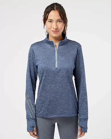 Adidas A285 Women's Brushed Terry Heather Quarter- Collegiate Royal Heather/ Mid Grey front view