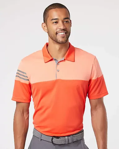 Adidas A213 Heather 3-Stripes Block Sport Shirt Blaze Orange/ Vista Grey front view