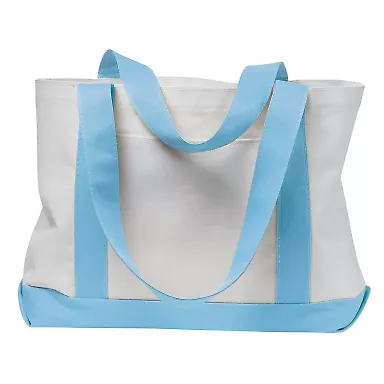 Liberty Bags 7002 P & O Cruiser Tote in White/ lt blue front view