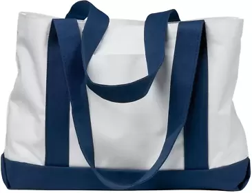 Liberty Bags 7002 P & O Cruiser Tote in White/ navy front view
