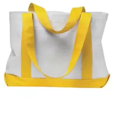 Liberty Bags 7002 P & O Cruiser Tote in White/ yellow front view