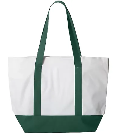 Liberty Bags 7006 Bay View Zipper Tote WHITE/ FOR GREEN front view