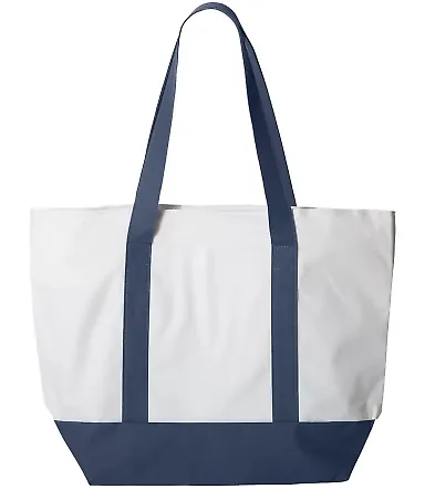 Liberty Bags 7006 Bay View Zipper Tote WHITE/ NAVY front view