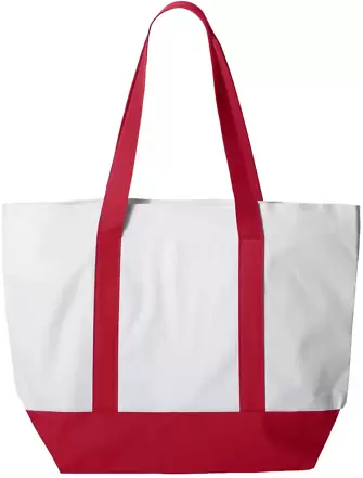 Liberty Bags 7006 Bay View Zipper Tote WHITE/ RED front view