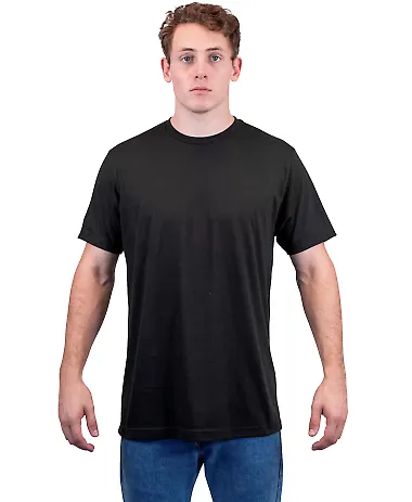 Tultex 241 Unisex Ultra Blend Poly-Rich Tee in Black front view