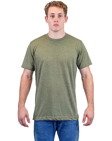 Tultex 241 Unisex Ultra Blend Poly-Rich Tee in Heather military green front view