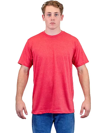 Tultex 241 Unisex Ultra Blend Poly-Rich Tee in Heather red front view