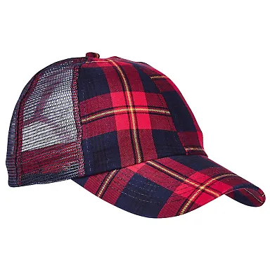 Vibe Cap RED/ NAVY PLAID front view