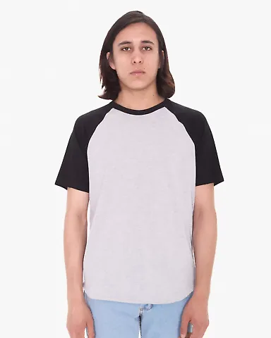 RSABB4237W Unisex Poly-Cotton Raglan T-Shirt Heather Grey/ Black front view