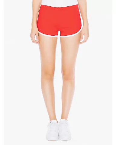 7301W Ladies' Interlock Running Shorts RED/ WHITE front view