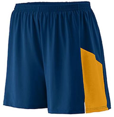 Augusta Sportswear 336 Youth Sprint Short in Navy/ gold front view