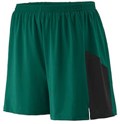 Augusta Sportswear 336 Youth Sprint Short in Dark green/ black front view