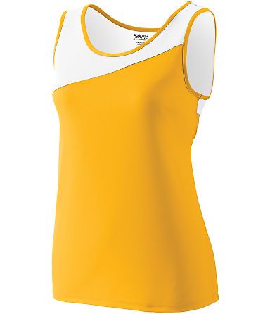 Augusta Sportswear 354 Women's Accelerate Jersey in Gold/ white front view
