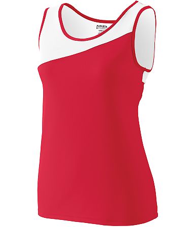 Augusta Sportswear 354 Women's Accelerate Jersey in Red/ white front view