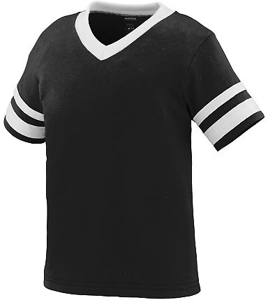 Augusta Sportswear 362 Toddler Sleeve Stripe Jerse in Black/ white front view