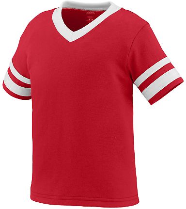 Augusta Sportswear 362 Toddler Sleeve Stripe Jerse in Red/ white front view