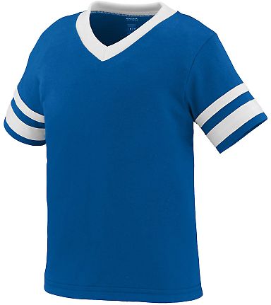 Augusta Sportswear 362 Toddler Sleeve Stripe Jerse in Royal/ white front view