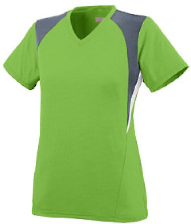 Augusta Sportswear 1296 Girls' Mystic Jersey in Lime/ graphite/ white front view