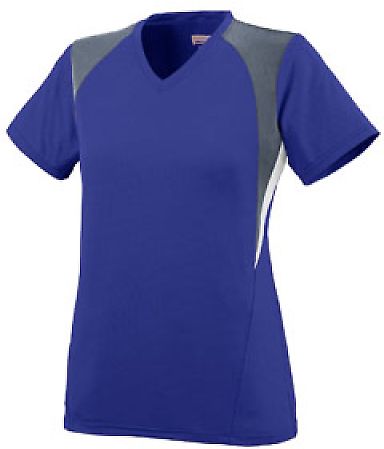 Augusta Sportswear 1296 Girls' Mystic Jersey in Purple/ graphite/ white front view