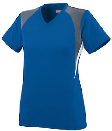 Augusta Sportswear 1296 Girls' Mystic Jersey in Royal/ graphite/ white front view