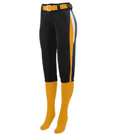 Augusta Sportswear 1340 Women's Comet Pant in Black/ gold/ white front view