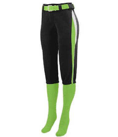 Augusta Sportswear 1340 Women's Comet Pant in Black/ lime/ white front view