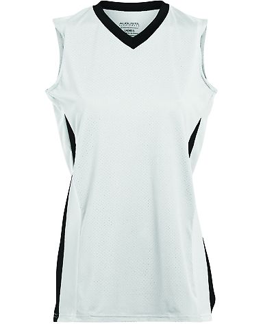 Augusta Sportswear 1355 Women's Tornado Jersey in White/ black/ white front view