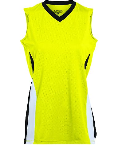 Augusta Sportswear 1355 Women's Tornado Jersey in Power yellow/ black/ white front view