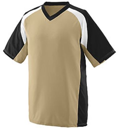 Augusta Sportswear 1535 Nitro Jersey in Vegas gold/ black/ white front view