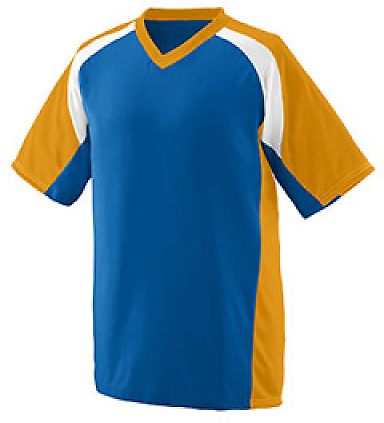 Augusta Sportswear 1536 Youth Nitro Jersey in Royal/ gold/ white front view