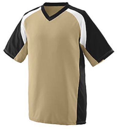 Augusta Sportswear 1536 Youth Nitro Jersey in Vegas gold/ black/ white front view