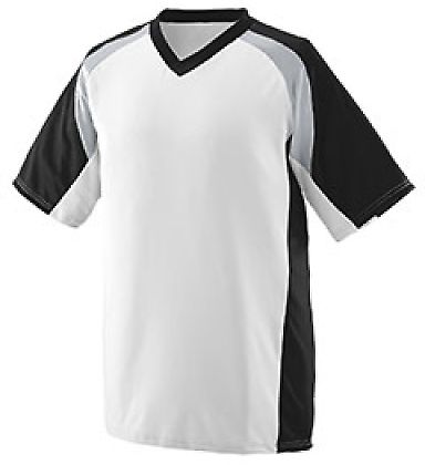Augusta Sportswear 1536 Youth Nitro Jersey in White/ black/ silver grey front view