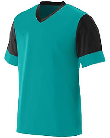 Augusta Sportswear 1601 Youth Lightning Jersey in Teal/ black front view