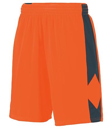Augusta Sportswear 1715 Block Out Short in Power orange/ slate front view