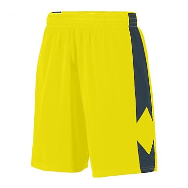 Augusta Sportswear 1715 Block Out Short in Power yellow/ slate front view